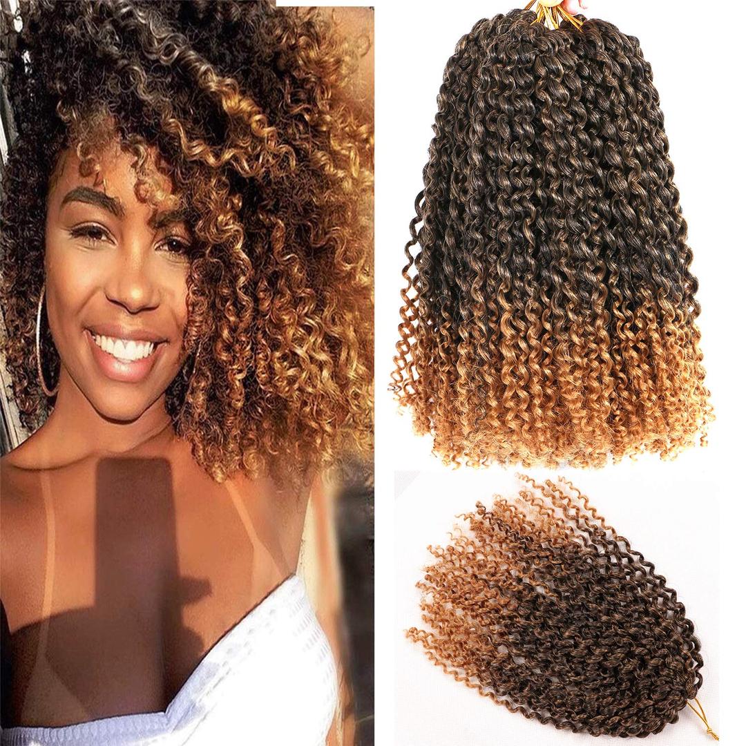 12 Inch Short Passion Twist Hair 8 Bundles Kinky Curly Marlybob Crochet Hair for Black Womens (8Bundles12 Inch, 1B/27#)