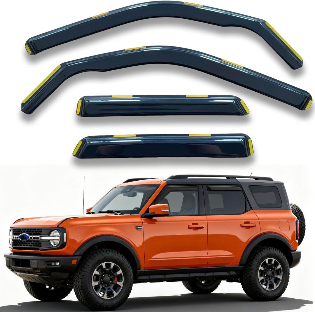 in-Channel Window Visors Vent Deflectors Compatible with Ford Bronco Sport 2021-2026 Window Rain Guards Sun Shades Dark Smoke 4pcs