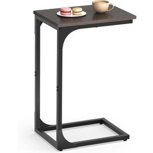 VASAGLE C-Shaped End Table, Small Side Table for Couch, Sofa Table with Metal Frame for Living Room, Bedroom, Bedside, Chestnut Brown and Black