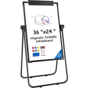 MaxGear Large Easel Whiteboard with Stand, 36" x 24" Double-Sided Dry Erase Board Flip Chart, Height Adjustable,Foldable, Portable for Home Office Classroom Teaching
