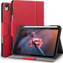 Antbox Case for iPad mini 7 A17 Pro, iPad mini 7th/6th Generation Case (2024/2021) with Pencil Holder Vegan Leather Smart Cover with Auto Sleep/Wake Stand Function (Red)