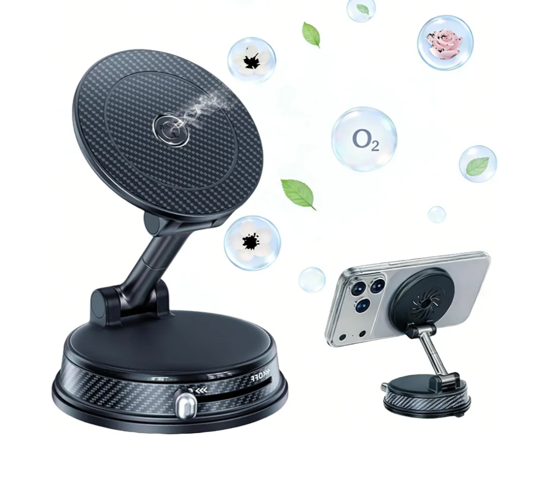 MagSafe Car Mount | 2-in-1 Magnetic Phone Holder for Car Dashboard with Aroma Diffuser | 360° Adjustable & Ultra-Suction Cup | Compatible with iPhone & Android Devices (Black