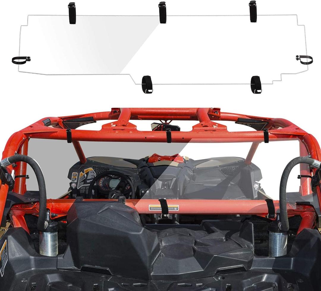 Kemimoto X3 Rear Windshield Compatible with Can Am Maverick X3 and Max 2017-2025 PC Heavy Duty Hard Full Back Window Windscreen Scratch Resistant UTV Accessories Clear
