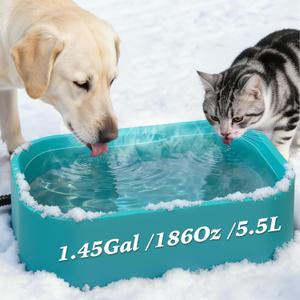 1.45 Gal/5.5L Heated Water Bowl, Extra Large Heated Dog Bowls for Outside, Safety Listed Heated Pet Bowl with Anti-Chew Cord for Dog & Cat Drinking Water in Winter, BPA-Free, Anti-Slip Base(Blue)