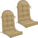 Geelin 2 Pcs Outdoor Patio Chair Cushion Thick High Back Adirondack Chair Cushion Tufted Weather & Fade Resistant Anti-Slip Outside Rocking Chairs Pads with Ties 44 x 19 x 4 Inch (Brown)