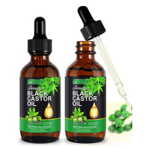 Jamaican Black Castor Oil, Cold Pressed Unrefined Massage Oil for Body, Hair, and Skin, with Eyelash & Eyebrow Brush