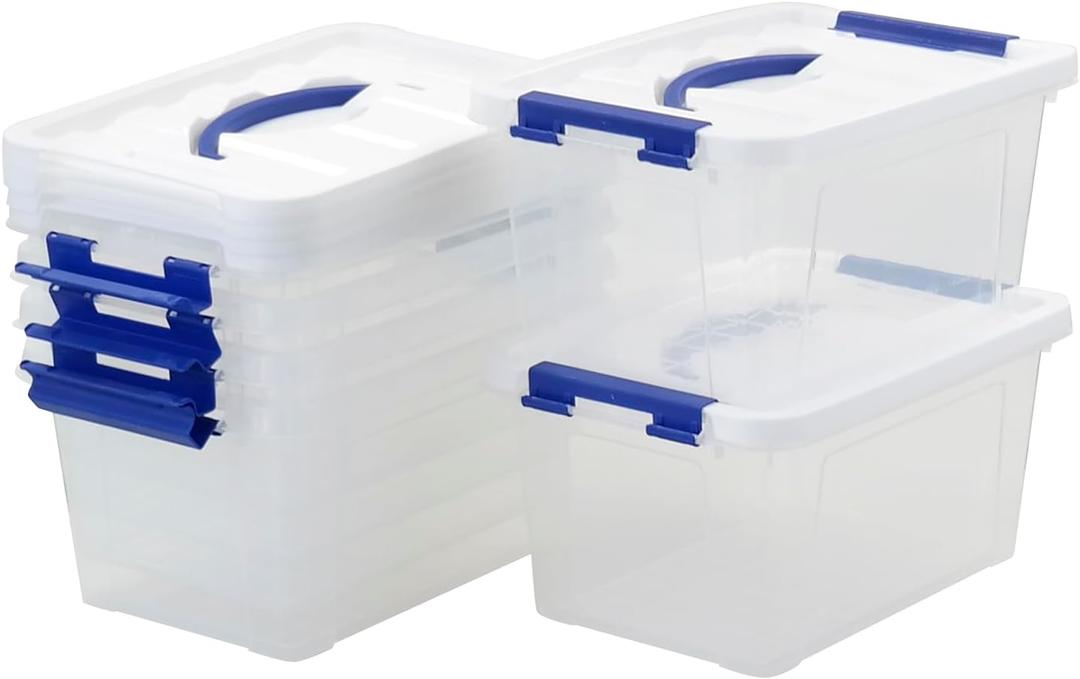 6 Pack 7 Quart Storage Boxes, Clear Plastic Storage Bins with Lids
