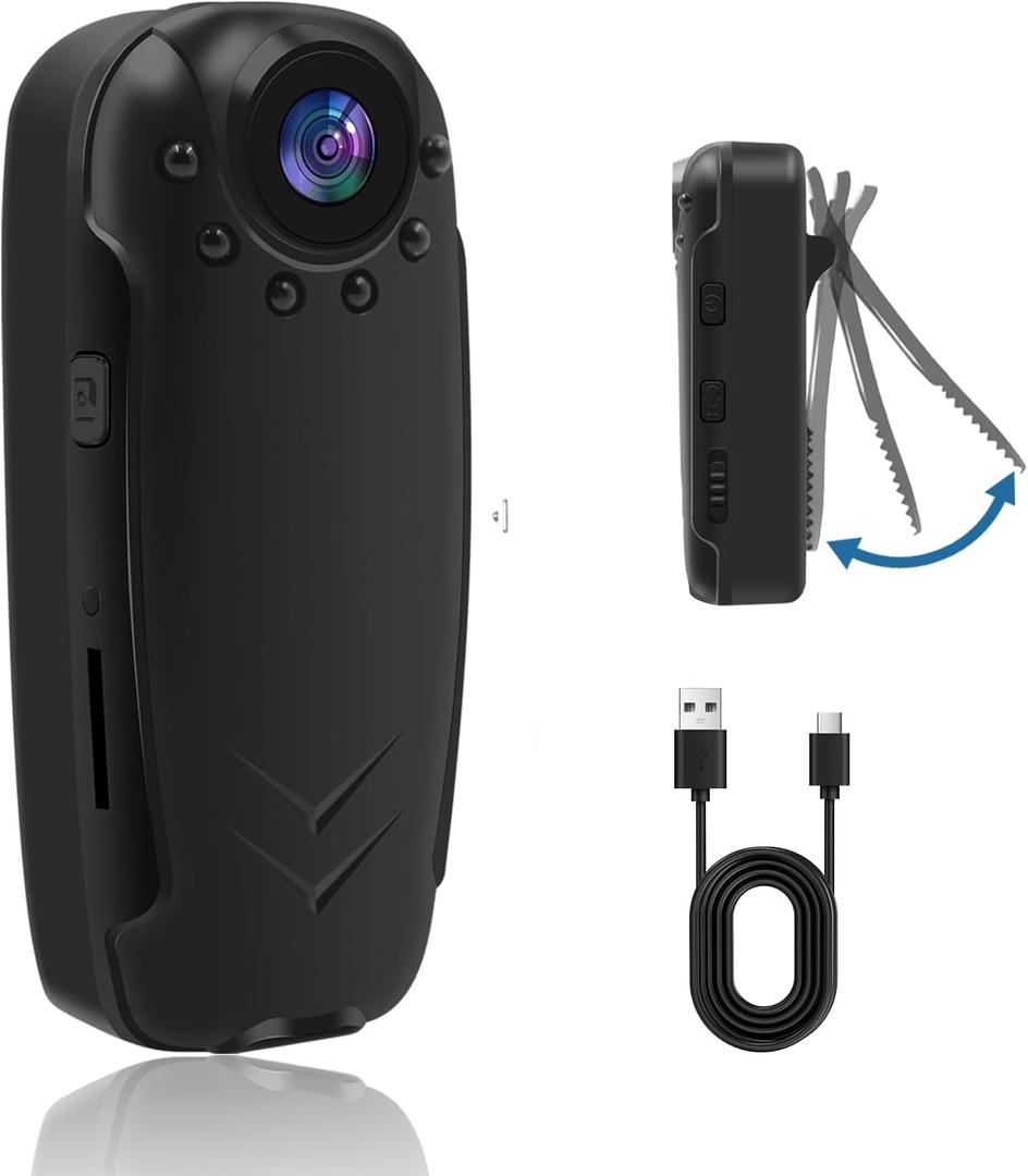 Mini Body Camera HD 1080P Wearable POV Cam, Action Camera with Night Vision Motion Detection 1500mAh-10 Hours Video Recording/Photo Taking, Small Body Cam for Sports/Law Enforcement/Valentine's Day