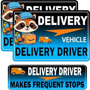 Flex Delivery Driver Car Magnet, 3PCS Frequent Stops Removable Set, Delivery Vehicle Magnet Car Door and Bumper Sign, High Reflective Waterproof Weather-Resistant