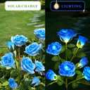 DWH 2 Pack Solar Garden Lights Outdoor, 7-Flower Rose LED Stake Light for Yard Patio Pathway Lawn Fence Cemetery, Blue