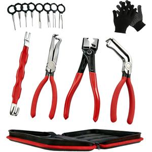 Automotive Electrical Connector Removal Tool & Pliers Kit, 4-Piece Sensor & Injector Removal Tool with 60 Angled & Straight Tips, Hose Clamp Pliers, Terminal Release Tool, Pouch for Car Truck SUV