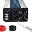 WZRELB 3000W Pure Sine Wave Inverter 12V DC to 110V 120V AC with LED Display,Remote Controller,Off-Grid Power Converter 6000W Surge with Dual AC Outlets, Hardwire Terminal for Home, RV, Truck, Camping