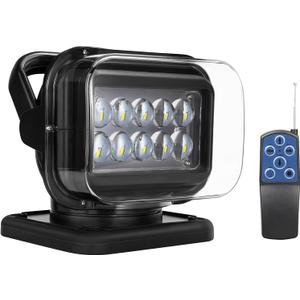Niceky LED Spotlight for Truck,Remote LED Search Light Auto-Reset 360 Rotating Boat Spot Light for Marine Offroad Pickup SUV UTV Hunting Go Outdoor,6 Strong Magnets 50W 5000lm 12V 24V (Black)