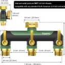 3 Way Garden Hose Splitter,High Flow Outdoor Faucet Splitter,Hose Splitter with Independent Shut Off Valves,Wide Spacing for Hose Timers,Sprinklers,Lawn,Yard and Garden Watering