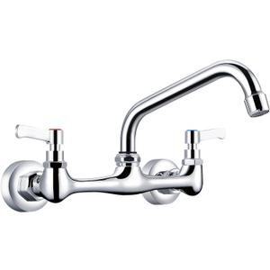 KZH Kitchen Faucet Chrome Commercial Sink Faucet with 8 Inch Swivel Spout 8" Center 2 Handle Wall-Mount Faucet for Utility Laundry Room Restaurant Sink