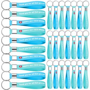 Tondiamo 60 Pcs Happy Vet Tech Gifts Bulk Veterinary Technician Week Silicone Keychain Tech Animal Rescue Gifts Thank You for All That You Do Party Favors for Nurse Doctor Dentist Medical Staff