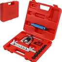 2026 Upgraded Brake Line Flaring Tool Kit,Professional Double & Single Brake Flare Tool Kit with 7 Adapters & Cutter/De-Burrer,Portable Brakes Line Repair Kits for Most Vehicles