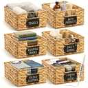 Nitial Wicker Storage Baskets Set of 6, 16 x 12 x 5 Inch, Natural