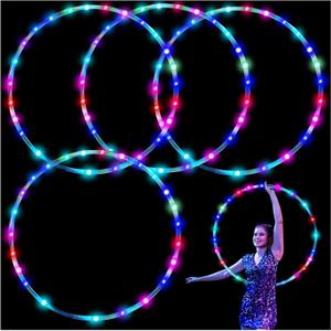 4Pack LED Hoop Dance Exercise Light Up Hoop for Kids Adults Children, 36in24in Fitness Equipment Weight Loss Auto Color Changing Strobe Glow Light (4pcs--36inch)