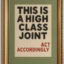 Vintage Gold Framed Wall Art Funny Bathroom Decor Sign, 16x24 Inch