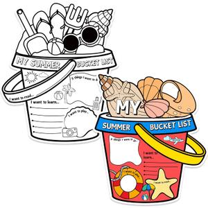 My Summer Bucket List Activity Poster for Kids -36Pcs Bulk Color Your Own Summer Bucket List Personalized Holiday Break Ideas Checklist Coloring Poster for Students End of School Year Gift Camp Supplies, 12.6 x 10.2 inches