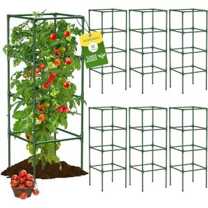 6 Pack Tomato Cages, 41.7" H Square Tomato Plant Stakes Support Cages Trellis for Garden Climbing Vegetables Flowers Fruits,Extra Bold