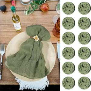 120 Pack Sage Green Cheesecloth Napkins 20 x 20 Inch Gauze Cheese Cloth Napkins with Wrinkle Fall Thanksgiving Cloth Napkins Set Rustic Dinner Table Napkins Bulk for Wedding Baby Shower Party Decor