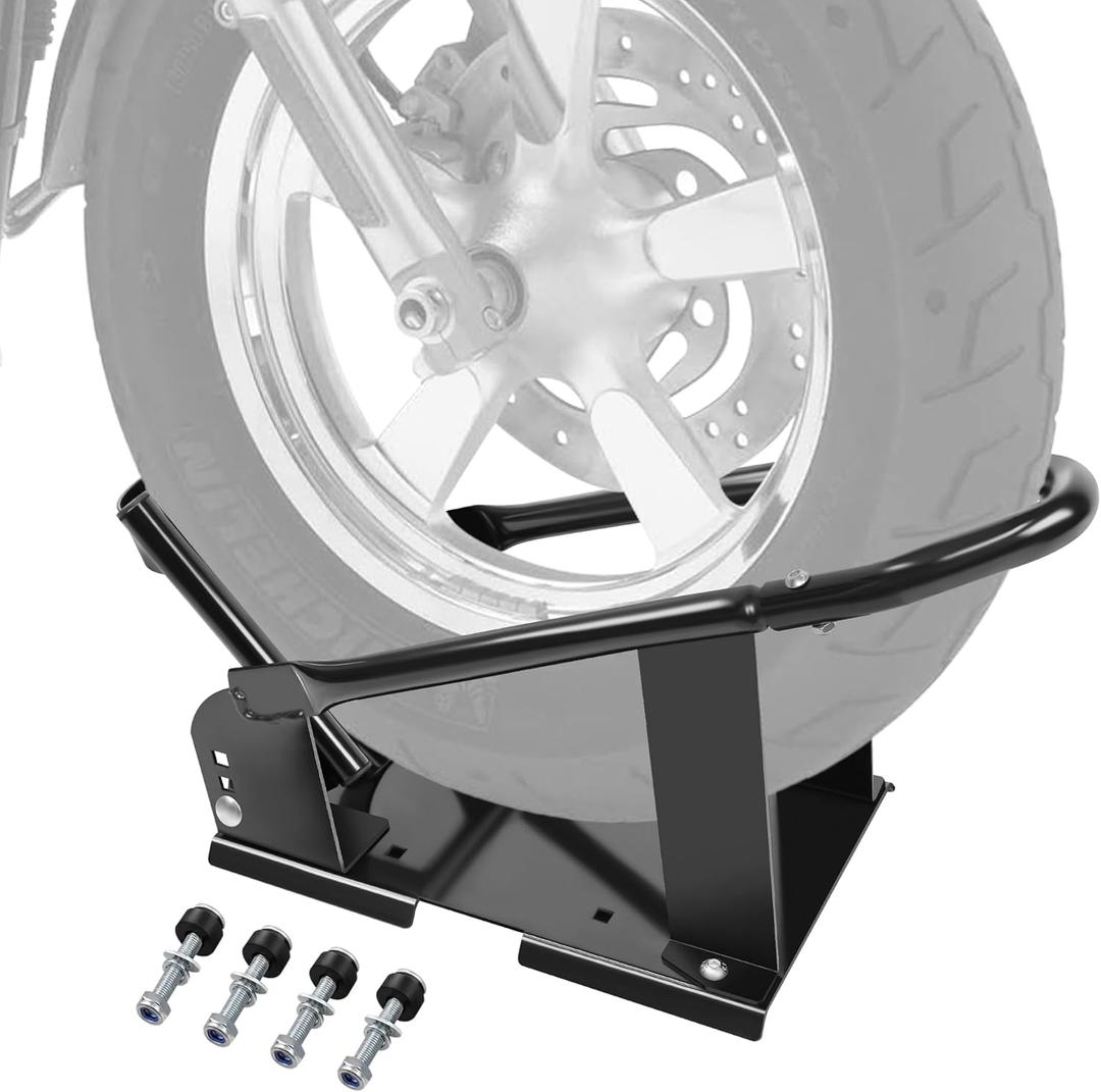 JY PERFORMANCE Motorcycle Wheel Chock, Universal Motorcycle Front Wheel Stand for Trailer, Cruiser, Sports & Dirt Bikes, 1800 lb Capacity Adjustable Wheel Stand for 15"-21" Wheels