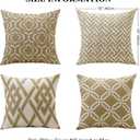 2 x OTOSTAR Set of 4 Waterproof Throw Pillow Covers 16x16 Inch Farmhouse Geometric Square Pillow Cases for Couch Patio Furniture Balcony Garden Outdoor DecorationGeometry40-Khaki