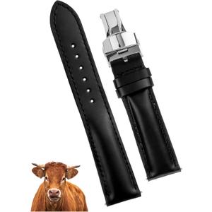 Deployment Clasp Vintage Leather Watch Band Quick Release Leather Strap For Men Women Handmade Extra Soft Watch Wrist Band Elegant Replacement Stainless Steel Strap Butterfly Buckle