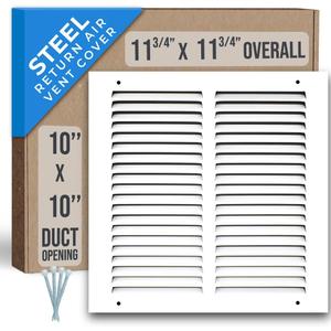 Fits 10x10 Duct Opening | Steel Return Air Grille by Handua | Vent Cover Grill for Sidewall and Ceiling | White | HVAC Cold Air Intake Grille | Outer Dimensions: 11.75"W X 11.75"