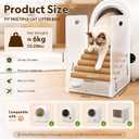 Cat Litter Box Ramp Stairs, 2-in-1 Adjustable Step & Ramp Modes for Senior Cats & Kittens, PP+Sisal Cat Ladder with Litter Catcher for Automatic Litter Box, Easy Clean, White