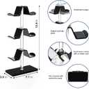 OAPRIRE 3 Tier Acrylic Controller Stand | Gaming Gear Organizer, Universal Controller Holder with Wide Reinforced Base, 360 Rotation, Built-in Cable Management Hole, Black