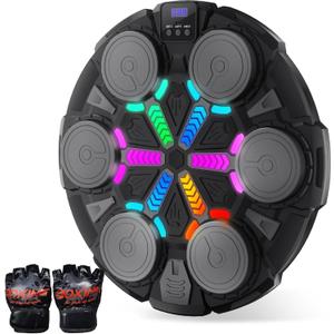 Music Boxing Machine for Adults and Kids, Smart Bluetooth Boxing Training Equipment with Gloves & Rhythm Games,Wall Mounted Boxing Mchine for Home,Office, Gym (Black)