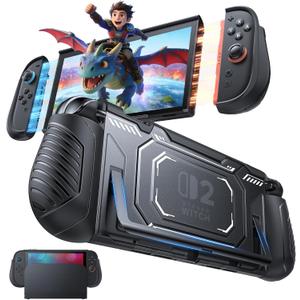 FASTSNAIL Switch 2 Protective Case, Protective Cover with Dockable TPU Middle Frame, Non-Slip Ergonomic Grip for Joycon 2, Comfortable Handheld Shell Case for Switch 2 Accessories for Wii Skins