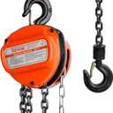 VEVOR Hand Chain Hoist, 1 Ton 2200 lbs Capacity 20 FT Come Along, G80 Galvanized Carbon Steel with Double-Pawl Brake, Auto Chain Leading & 360 Rotation Hook, for Garage Factory Dock