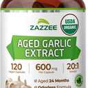 Zazzee USDA Organic Aged Garlic 20:1 Extract, Aged 24 Months, Odorless, EXP 8/2029