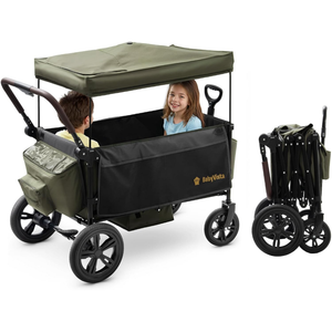 Stroller Wagon for Kids, One-Hand Adjustable Push/Pull Handle, Spacious Storage, 8"/12" All-Terrain Wheels, Canopy with Bug Net, Wagon Stroller for Daily Walks, Short Trips & Grocery Runs