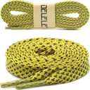 2 x DELELE 2 Pairs Reflective Shoelace Flat Safety Laces for Shoes Sneakers Boots (39 inch (100CM), 17 Yellow)