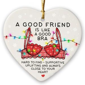 Friend Christmas Ornaments - 2026 Ceramic Ornament for Xmas Tree Decorations, Naughty Christmas Ornaments for Friends, Bestie Gifts for Women, BFF, Soul Sister, Work Bestie