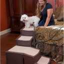 Pet Gear Easy Step Bed Stair for Cats/Dogs, Adjusts to Either Side of Bed, Removable Washable Carpet Treads, Storage Compartment, for Pets Up to 75lbs, Espresso