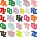 Morcheiong 52Pcs Self Adhesive Chenille Letter Patches A-Z, Chenille Letters for Clothing, Fabric, Shoes, Bags (Multicolor)