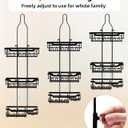 Adjustable Shower Caddy Hanging, Extended Length Organizer Over Shower Head, 3 Tier Long Neck Shower Rack with Soap Holder for Large Storage, Black