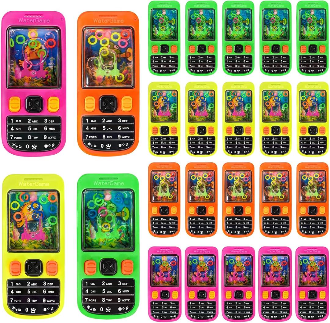 24 Pcs Party Favor Handheld Water Game Toys with Cards for Kids Water Ring Toss Games Party Favors School Gifts Exchange Classroom Prizes Goodie Bag Stuffers for Boys and Girls