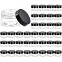 Eternal Moment 36 Pack 1 OZ Plastic Jars Round Clear Cosmetic Container Jars with Lids, Perfect for Lotion, Cream, Ointments, Makeup, Eye Shadow, Rhinestone, Samples, Pot, Travel Storage