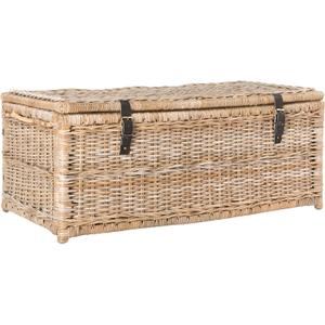 Happimess HPM9000C Caden 46" Wicker Storage Trunk, Collapsible for flat storage, Rattan-Kubusoft Gray, Coastal for Office, Dorm Room-LivingRoom, Bedroom, Dining Room, Natural