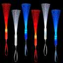 Fourth of July Light Up Fiber Optic Wand Accessories for Kids-12 Pack,4th of July Red White Blue Glow Sticks Party Favors for Toddler,Patriotic Sparklers Fireworks Birthday Game Activities Decorations