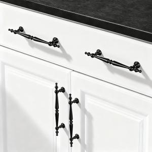 Shimeyao Cabinet Pulls Hole Center Vintage Cabinet Pulls Handles Drawer Handles Closet for Kitchen Bathroom Drawer Dresser Pull Hardware(10,Black,5"(128mm) Hole Center)