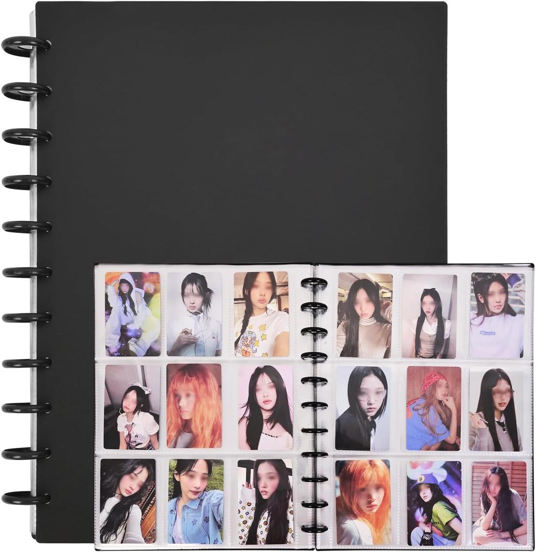 A4 Kpop Photocard Binder with 30Pcs 9-Pocket Inner Pages Photocard Holder Book Sleeves for 2x3 Idol Album Cards Photo Trading Card DIY Collector, 540 Cards, Black