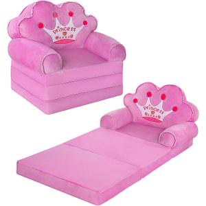 MOONBEEKI Kids Couch Fold Out, Foldable Princess Chair for Toddlers 1-3, Kids Furniture for Playroom, Gift for Birthday Christmas and Halloween, Purple, 45.3 x 19.7 x 2.4 inches